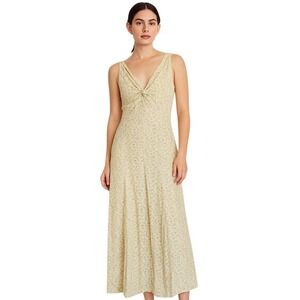 APRIL CORNELL romantic cottagecore ditsy floral Button-Up maxi Dress yellow M‎